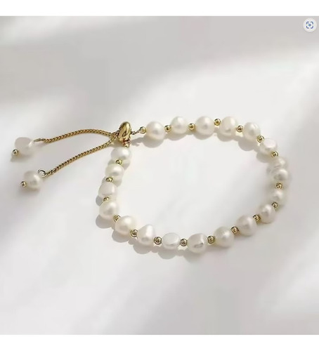 Pulsera De Perlas Blancas Ajustable Para Mujer - Madiola Color Blanco Diámetro 6 Cm Largo 21