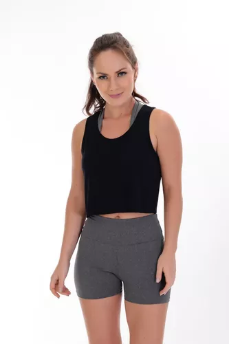 Regata Feminina Fitness Cropped Academia Ginástica Curta Fit