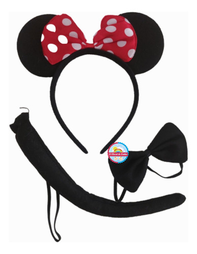 Set De Accesorios De Minnie O Mickey, Cintillo Con Oreja, Humita Y Cola