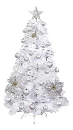 Arbolito Navidad Canadian Blanco 1,20 C Kit 36 Plata Sheshu Color Snow + Kit Plata