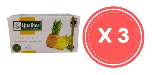 Pack 3 Cajas Té Sabor Piña (60 Bolsitas En Total)