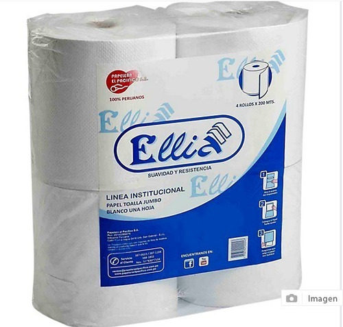 Papel Toalla Jumbo Blanco /ecológico X 200 M Ellia
