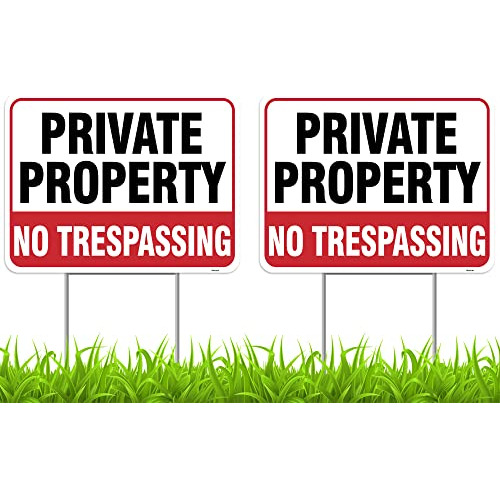 Señal De Propiedad Privada  No Trespassing  De 2 Pieza...