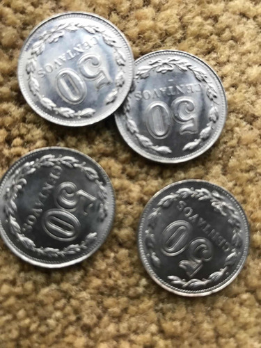 Lote De 4 Monedas Argentinas De 50 Centavos Año 1941