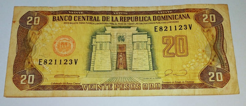 Billete Republica Dominicana 20 Pesos 1990 Vf.-p.133 (Usado)