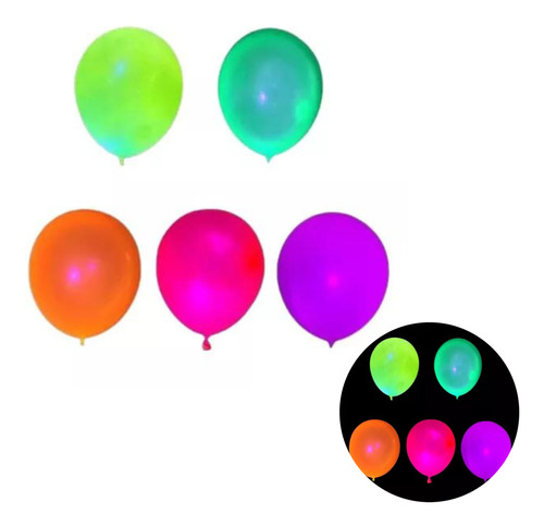 Globos Látex Fluo Surtidos 9 Pulgadas X 50 Neón Decoración