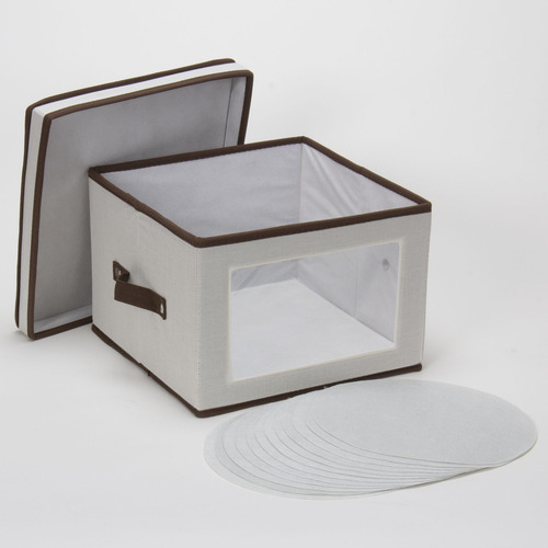 Caja De Almacenamiento Para Vajilla Con Tapa Y Asas Lona Nat