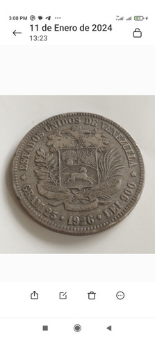 Moneda De Plata De 5bs ( Año 1926)