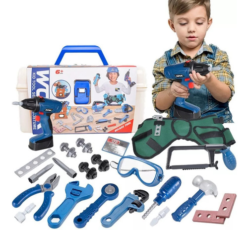 Kit De Herramientas Para Niños Con Banco, Taladro Y Martillo