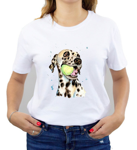 Polera Dama Estampada 100%algodon Perrito Dalmata 488