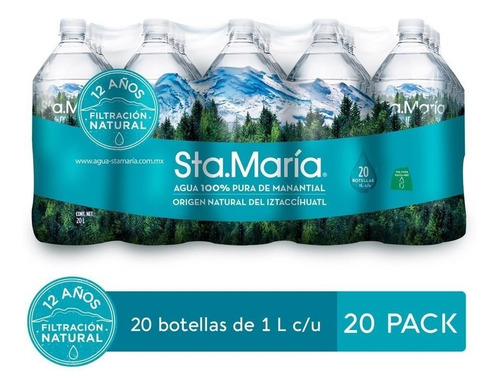 Agua De Manantial Sta María 20 Pack 1l