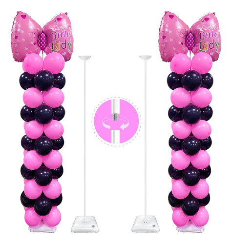 Yallove Heavy Duty Metal Balloon Stand Set De 2 Con Diseño D