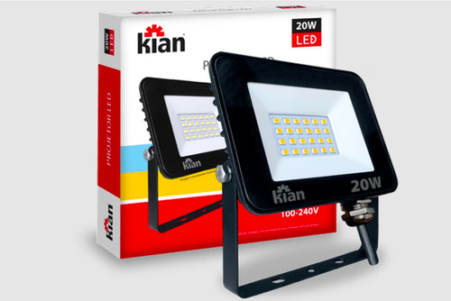 Refletor Kian Projetor 6500k Led 20w 1200lm Luz Fria Kian 14465 Cor da carcaça Preto Cor da luz Branco-frio 110V/220V