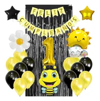 Comprar Combo Kit Globos Abeja Cumpleaños Margarita Latex Primavera Color Negro Amarillo Abeja Primavera 1
