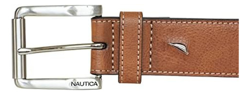 Nautica Mens Cinto Jean Com Logotipo Em Relevo, Castanho, 3