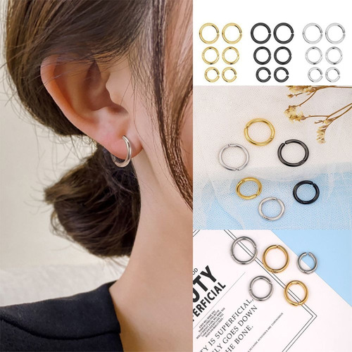 I No Perforado Aretes Tipo Argolla Manguito De Oreja