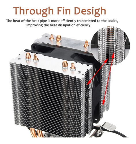 4 Cobre Heatpipe Cpu Cooler Disipador De Calor Radiador Led