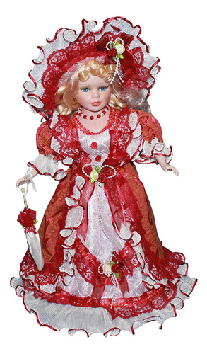 Muñeca De Cerámica De En Miniatura Para Mujer, Rojo