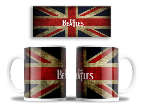 Taza Mug Personalizado Beatles Bandera+ Caja Individual