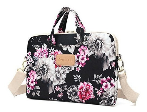 Dachee Black Rose Pattern Laptop Shoulder Messenger Bag...