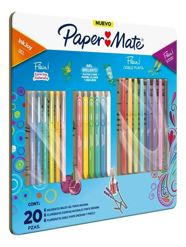 Paper Mate Ink Joy Gel, Flair Escencias Naturales Con 20 Pza