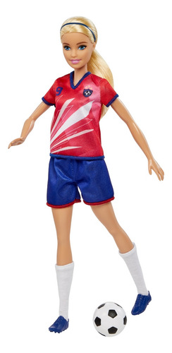 Barbie Profesiones Jugadora De Futbol Playera Roja Mattel