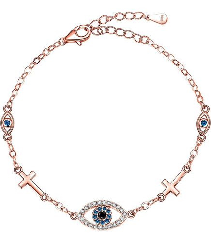 Pulsera Azul Contra El Mal De Ojo Para Mujer De Plata De Ley