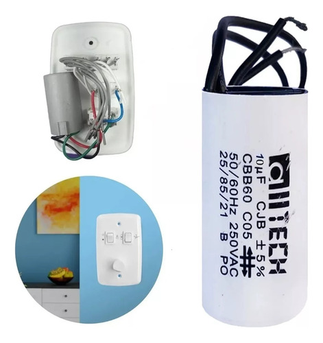 Capacitor 10uf X 250v 2 Fios Metalizado Para Ventilador 1 Un