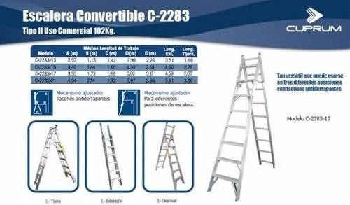 Imagen 4 de 4 de Escalera Convertible Tipo Tijera Extensible 12 Esc. 3.22 Mts