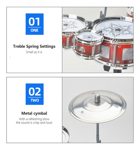 Instrumento Musical Infantil Jazz Drum Set De Cinco Tambores