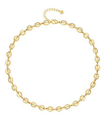 Collar Choker Cadena 18k Oro Perla Lava, Mujer 16''