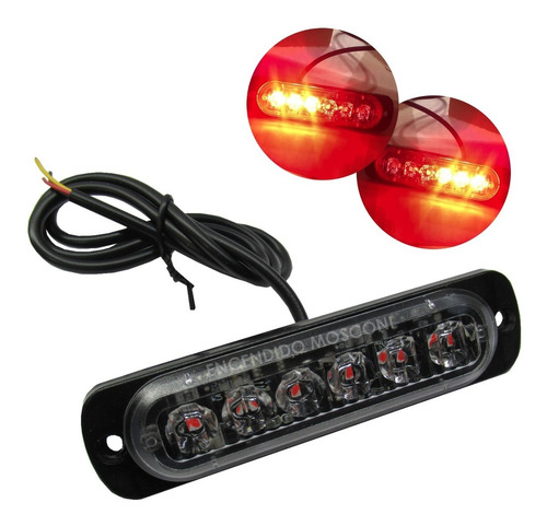Imagen 2 de 7 de Mini Faro Destellante 6 Leds Rojo