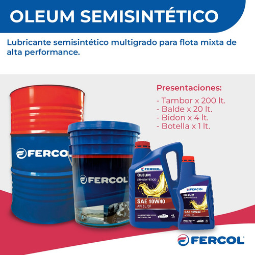 Aceite Fercol Oleum 10w40 Lubricante Semisintetico Cl
