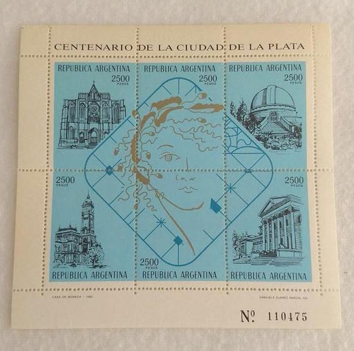 Estampillas Centenario De La Ciudad De La Plata. 1982. Bloqu (Usado)