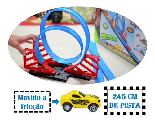 Pista Duplo Looping Brinquedo Tipo Hotwheels Pista Infantil Com Carrinho  Fricção Braskit