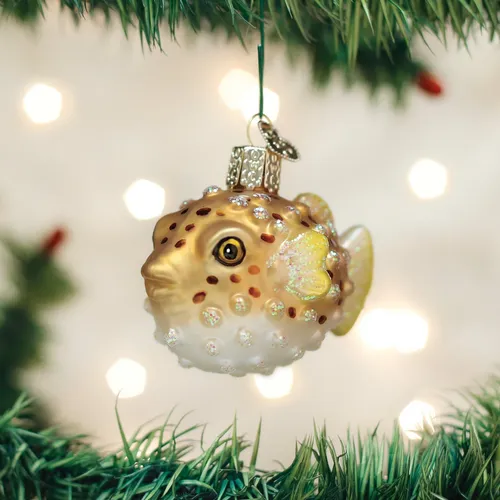 Old World Christmas Fish Collection Adornos De Vidrio Sopla. Color Pez Globo