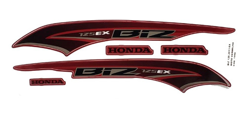 Kit Adesivo Jogo Faixas Moto Honda Biz 125 2013 Ex Vermelha