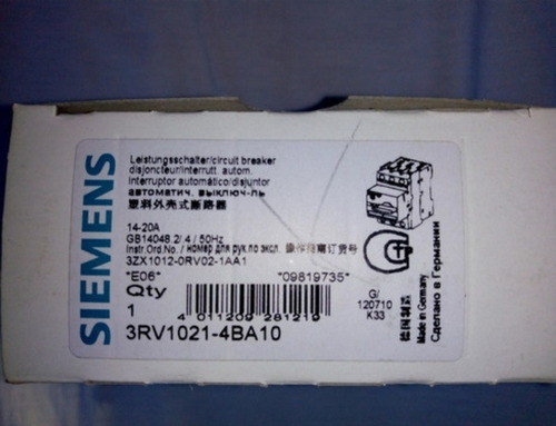 Guarda Motor Siemens Modelo 3rv1021 4ba10 14-20amp