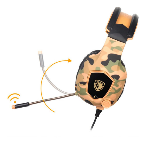 Imagen 6 de 9 de Auriculares Gamer Sades Sa818 Camuflados Micrófono Promo
