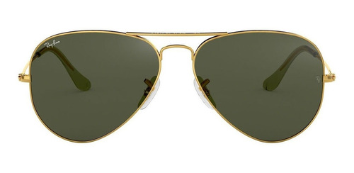 Anteojos de sol Ray-Ban Aviator Classic Standard con marco de metal color polished gold, lente green de cristal clásica, varilla polished gold de metal - RB3025