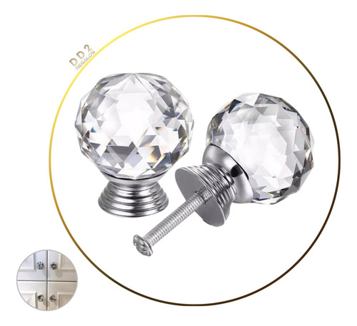 Tirador De Cristal Facetado Esfera Diamante Transparente X1