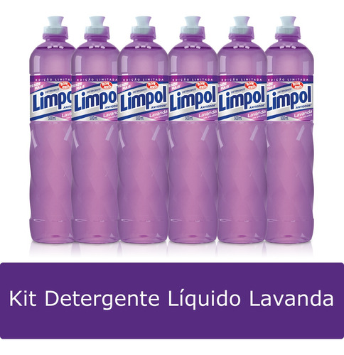 Kit 6 Detergente Líquido Limpol Lavanda 500ml