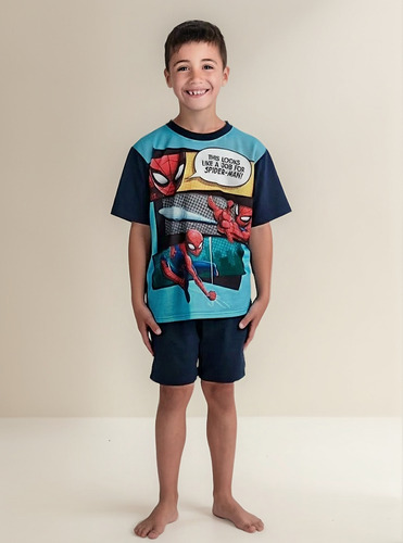 Pijama Algodón Spiderman Caffarena Talla 6 Color Azul
