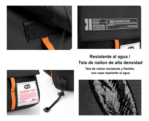 Bandolera Bolso De Hombro Multifunción Crossbody Naranja Oscuro Lisa Plastico Negro
