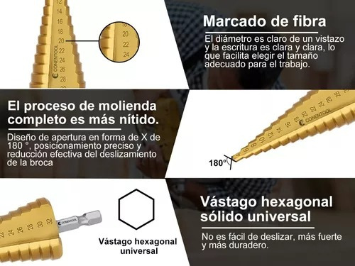 Brocas Avellanadoras Escalonadas Y Sacabocado, 26 Piezas