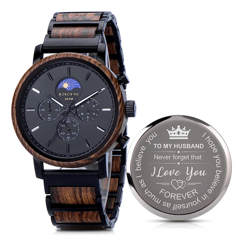 Reloj De Madera Personalizado Para Hombre, Marido, Novio,...