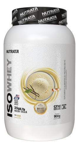 Whey Protein Iso Whey Isolado 900g Sabores Nutrata Sabor Baunilha