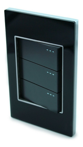 Imagen 2 de 6 de Interruptor Triple Conmutable Negro Black Mirror De Lujo