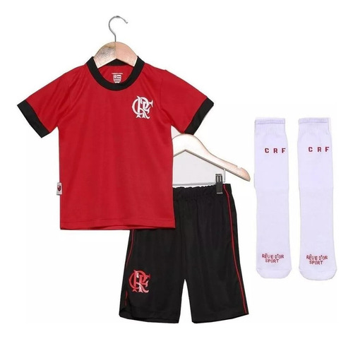 Conjunto Infantil Flamengo Uniforme Artilheiro 3 Pçs Oficial