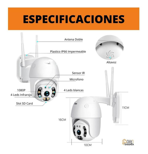 Imagen 3 de 10 de Camara De Seguridad Inalambrica Wifi Full Hd Impermeable